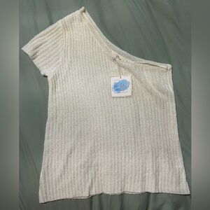 Cream sweater One-Shoulder Top